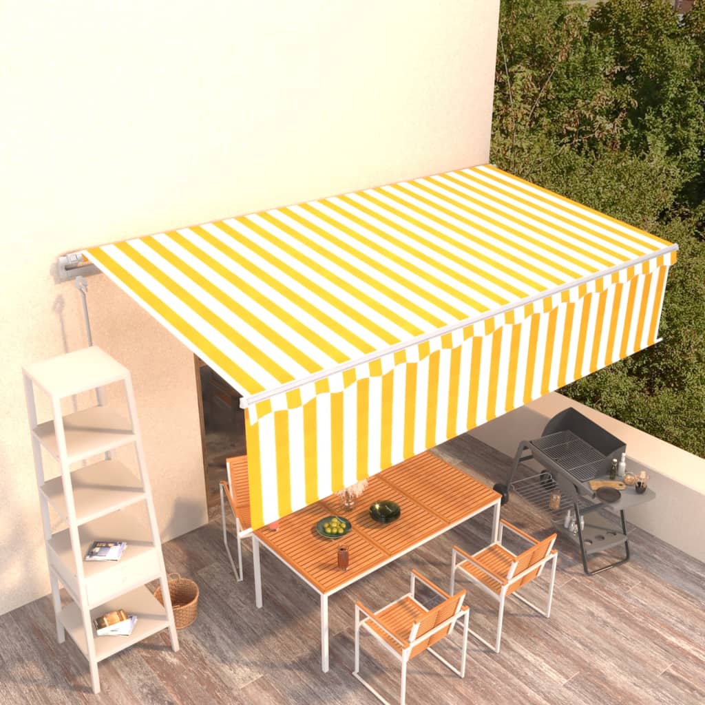 Tenda da Sole Retrattile Automatica e Parasole 6x3m Gialla Bianca