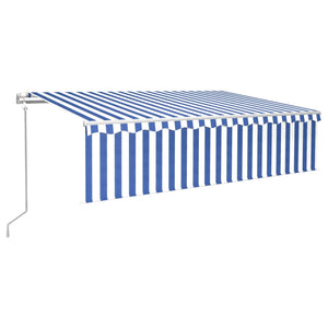 Tenda Automatica Parasole Sensore Vento LED 6x3m Blu Bianca 3069371