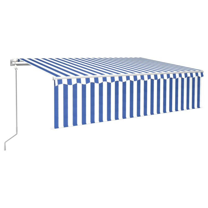 Tenda Automatica Parasole Sensore Vento LED 6x3m Blu Bianca 3069371