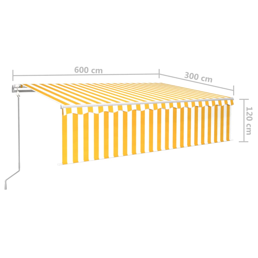 Tenda Automatica con Sensore Vento LED 6x3 m Gialla/Bianca 3069373