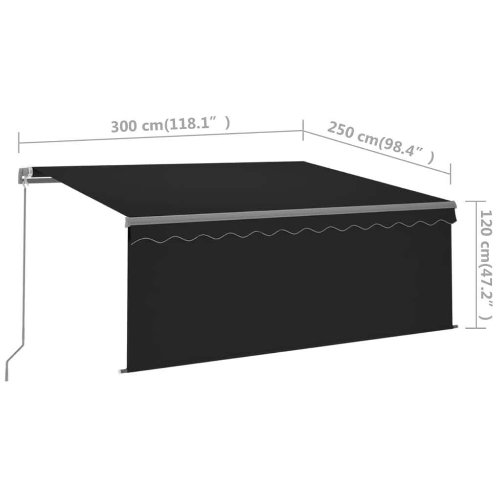 Tenda da Sole Retrattile Manuale con Parasole 3x2,5 m Antracite 3069379