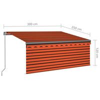 Tenda Retrattile Manuale con Parasole 3x2,5m Arancione Marrone 3069380