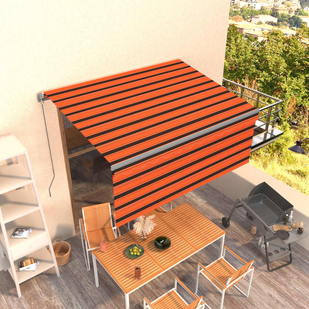 Tenda Sole Retrattile Manuale Parasole 3x2,5m Arancio e Marrone  