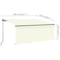 Tenda da Sole Retrattile Manuale con LED 3x2,5 m Crema 3069382