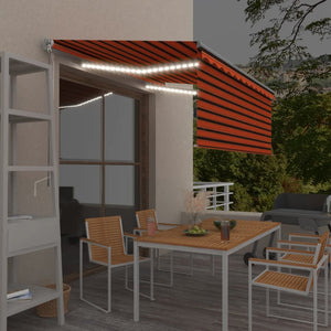 Tenda Sole Retrattile Manuale con LED 3x2,5m Arancione Marrone 3069385