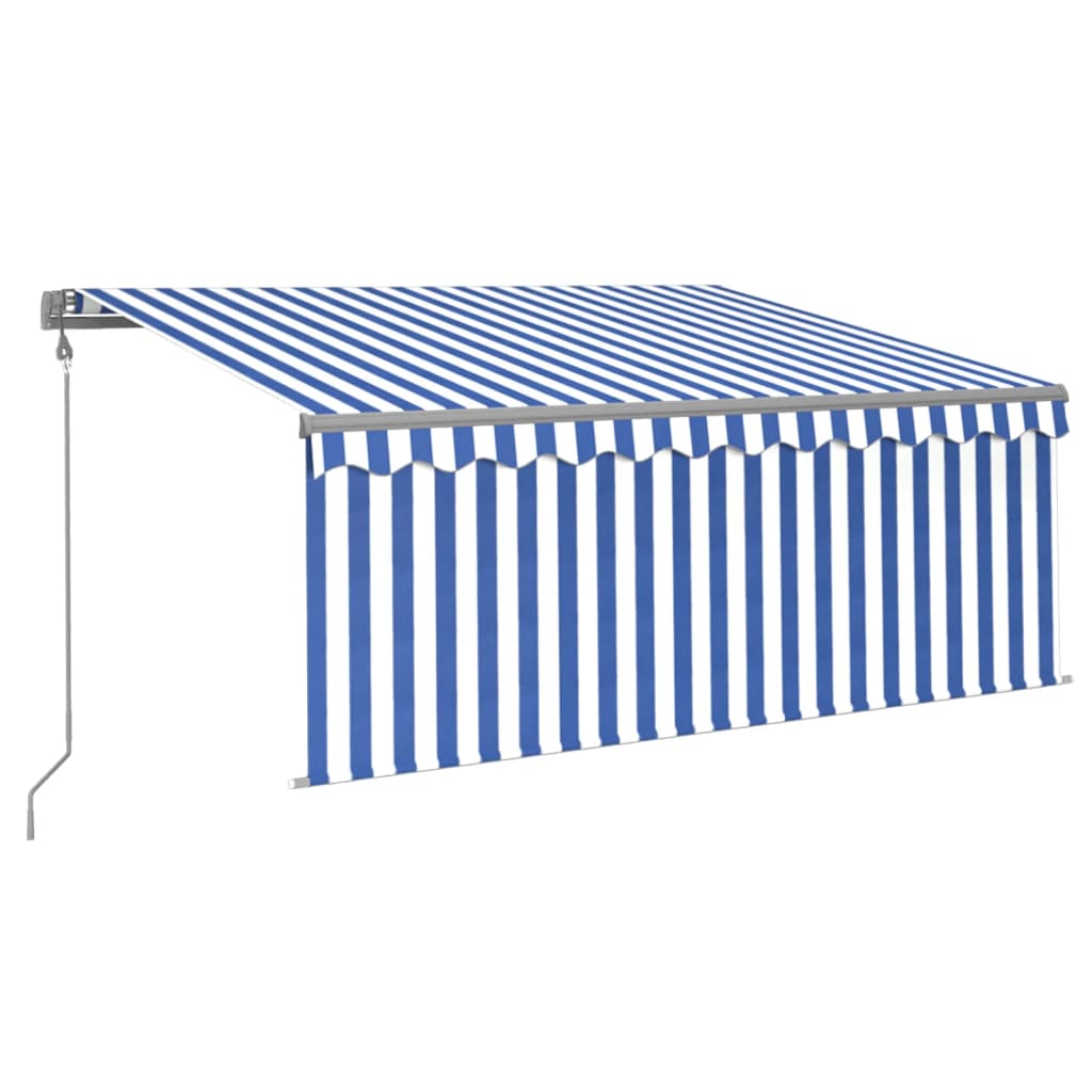 Tenda Sole Retrattile Automatica con Parasole 3x2,5m Blu Bianco 3069386