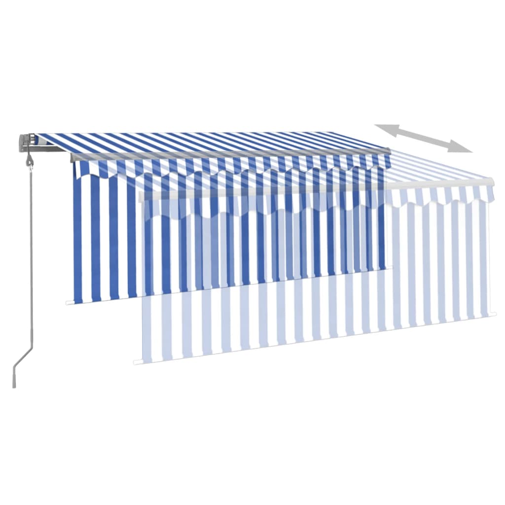 Tenda Sole Retrattile Automatica con Parasole 3x2,5m Blu Bianco 3069386