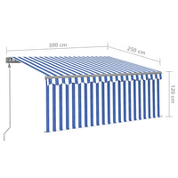 Tenda Sole Retrattile Automatica con Parasole 3x2,5m Blu Bianco 3069386