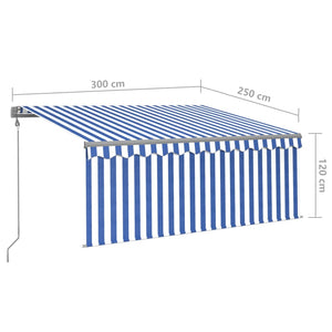 Tenda Sole Retrattile Automatica con Parasole 3x2,5m Blu Bianco 3069386