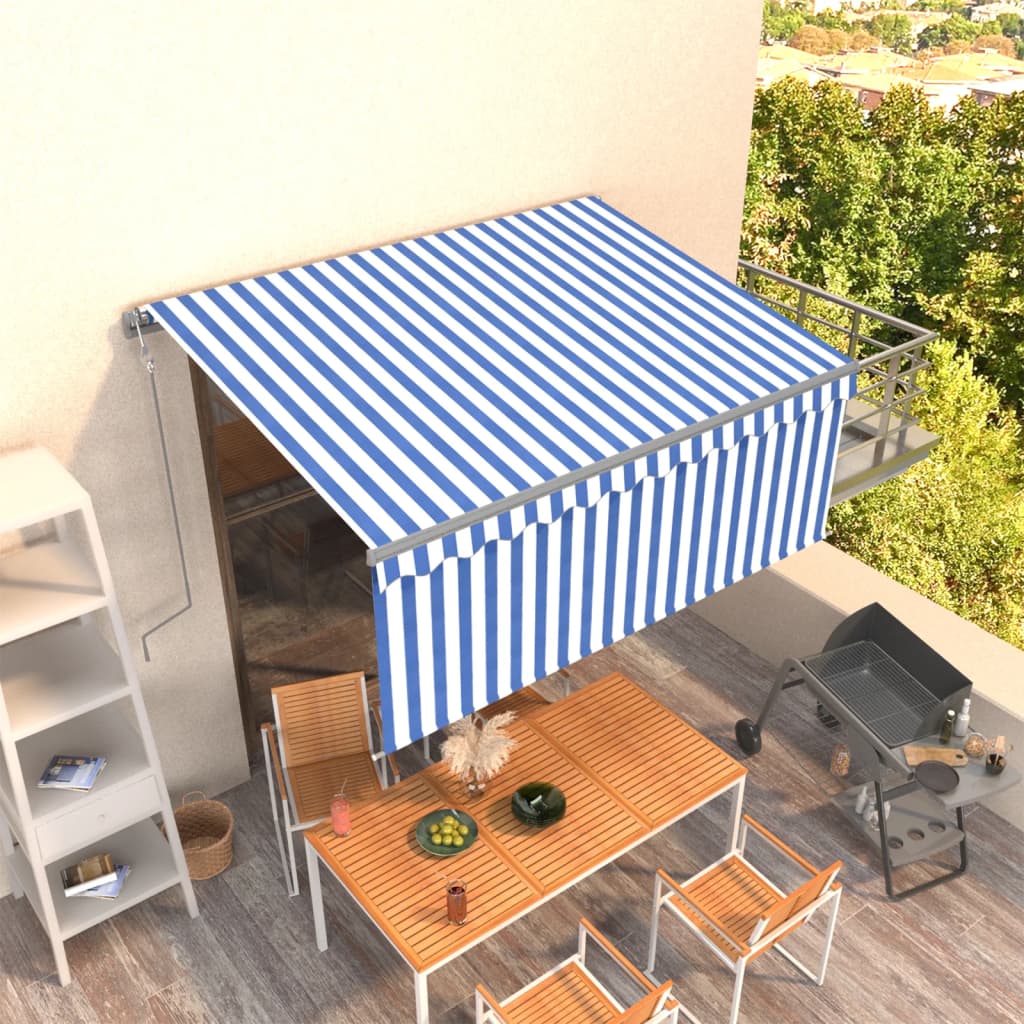 Tenda Sole Retrattile Automatica con Parasole 3x2,5m Blu Bianco 3069386