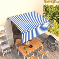 Tenda Sole Retrattile Automatica con Parasole 3x2,5m Blu Bianco 3069386