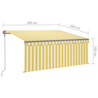 Tenda Automatica con LED Sensore Vento 3x2,5 m Giallo Bianco 3069393