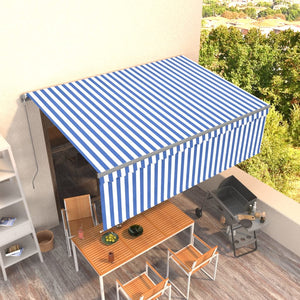 Tenda da Sole Retrattile Manuale con Parasole 4x3m Blu e Bianca cod mxl 58939