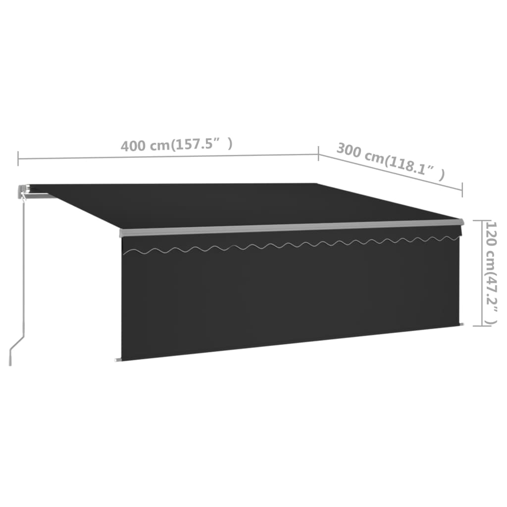 Tenda da Sole Retrattile Manuale con Parasole 4x3 m Antracite cod mxl 55521