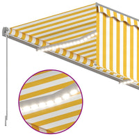 Tenda Sole Retrattile Manuale Parasole e LED 4x3m Gialla Bianca cod mxl 43666