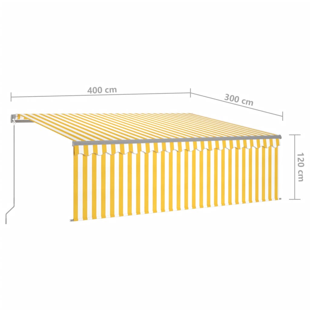 Tenda Sole Retrattile Manuale Parasole e LED 4x3m Gialla Bianca cod mxl 43666