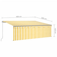 Tenda Sole Retrattile Manuale Parasole e LED 4x3m Gialla Bianca cod mxl 43666