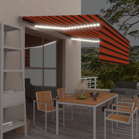 Tenda Sole Retrattile con Parasole e LED 4x3m Arancio Marrone cod mxl 43707