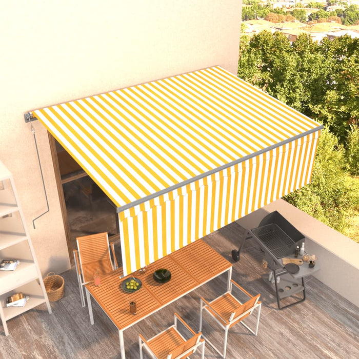 Tenda da Sole Retrattile Manuale e Parasole 4x3 m Gialla Bianca  