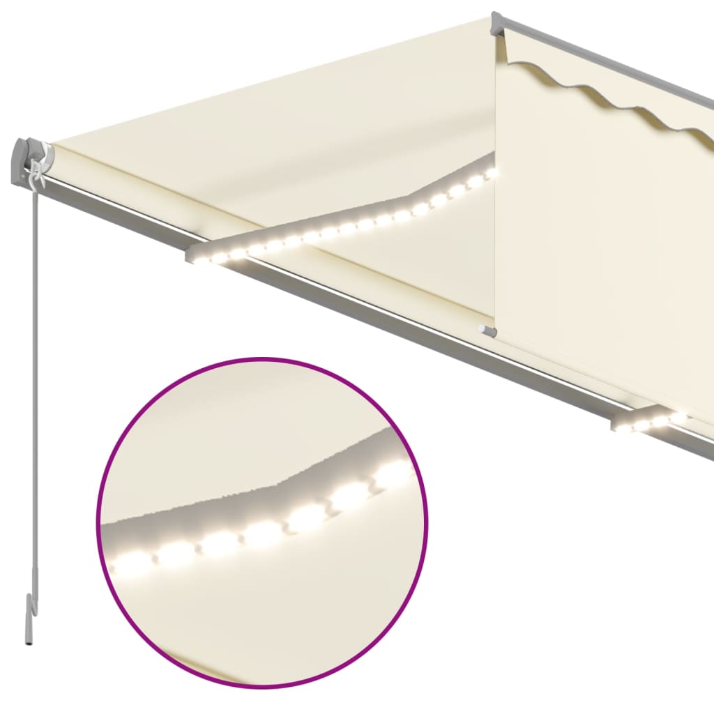 Tenda da Sole Retrattile con Parasole e LED 4,5x3 m Crema 3069442