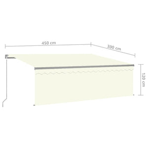 Tenda da Sole Retrattile con Parasole e LED 4,5x3 m Crema 3069442