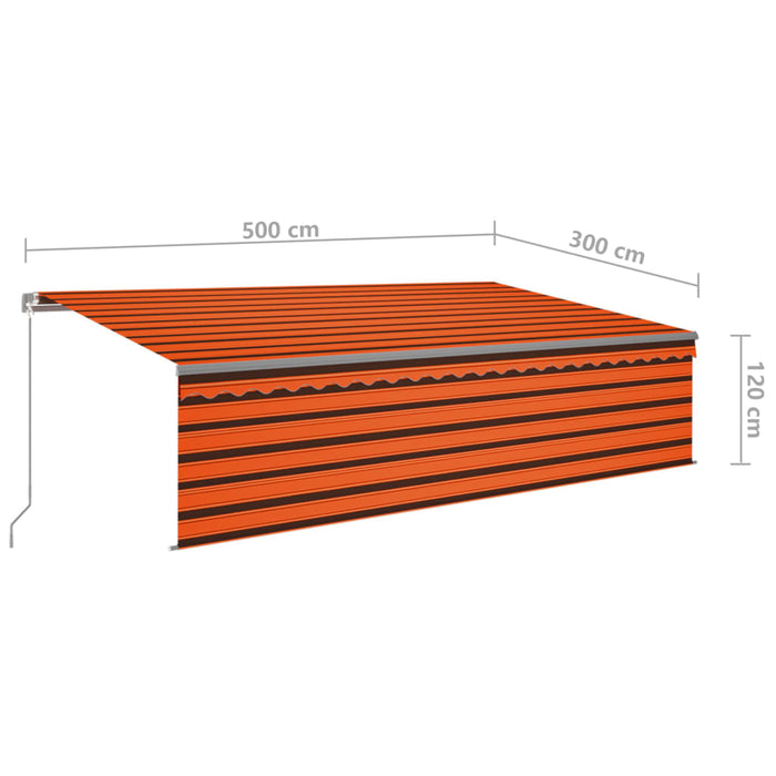 Tenda da Sole Retrattile Manuale Parasole 5x3m Arancio Marrone 3069460