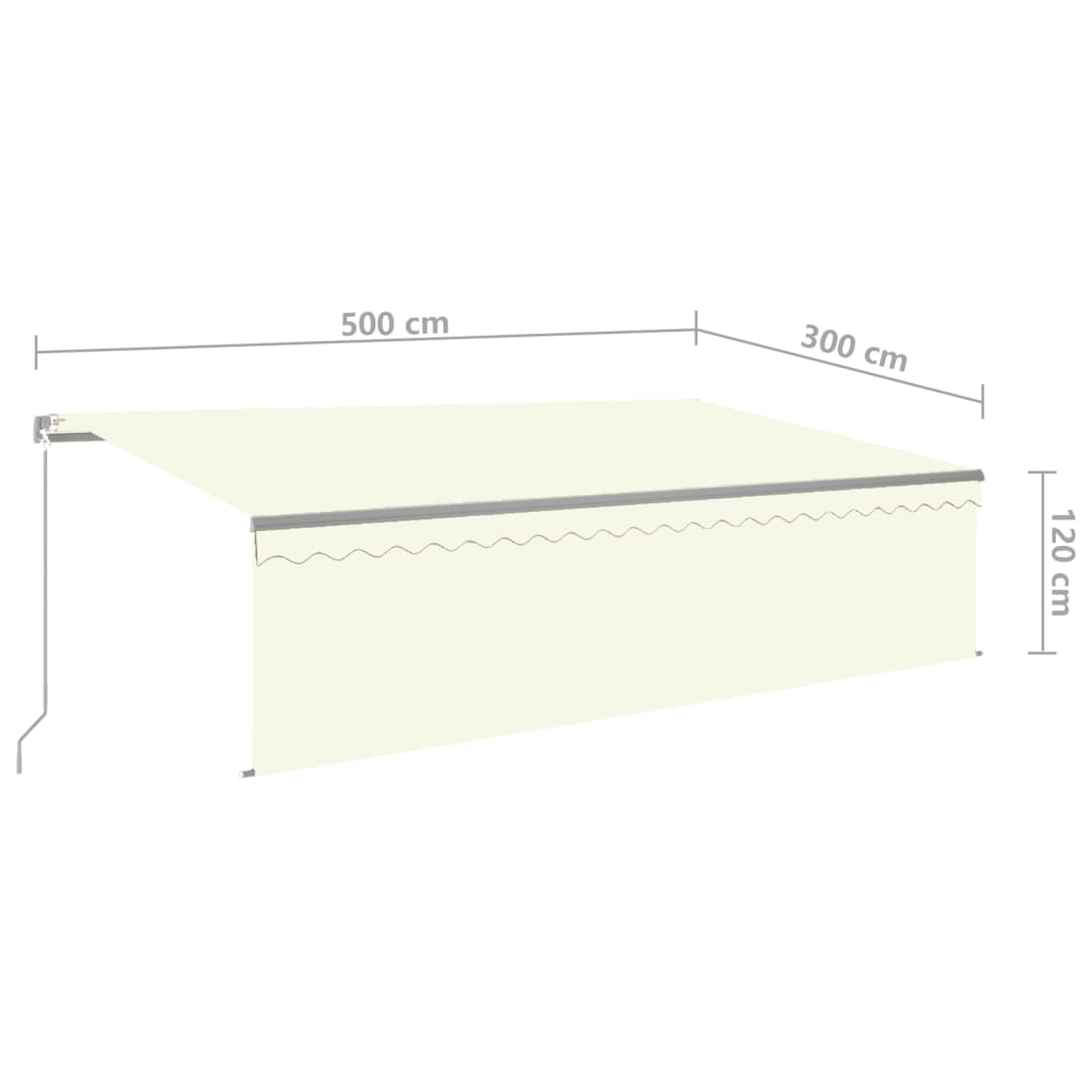 Tenda Sole Retrattile Manuale Parasole LED 5x3 m Crema 3069462