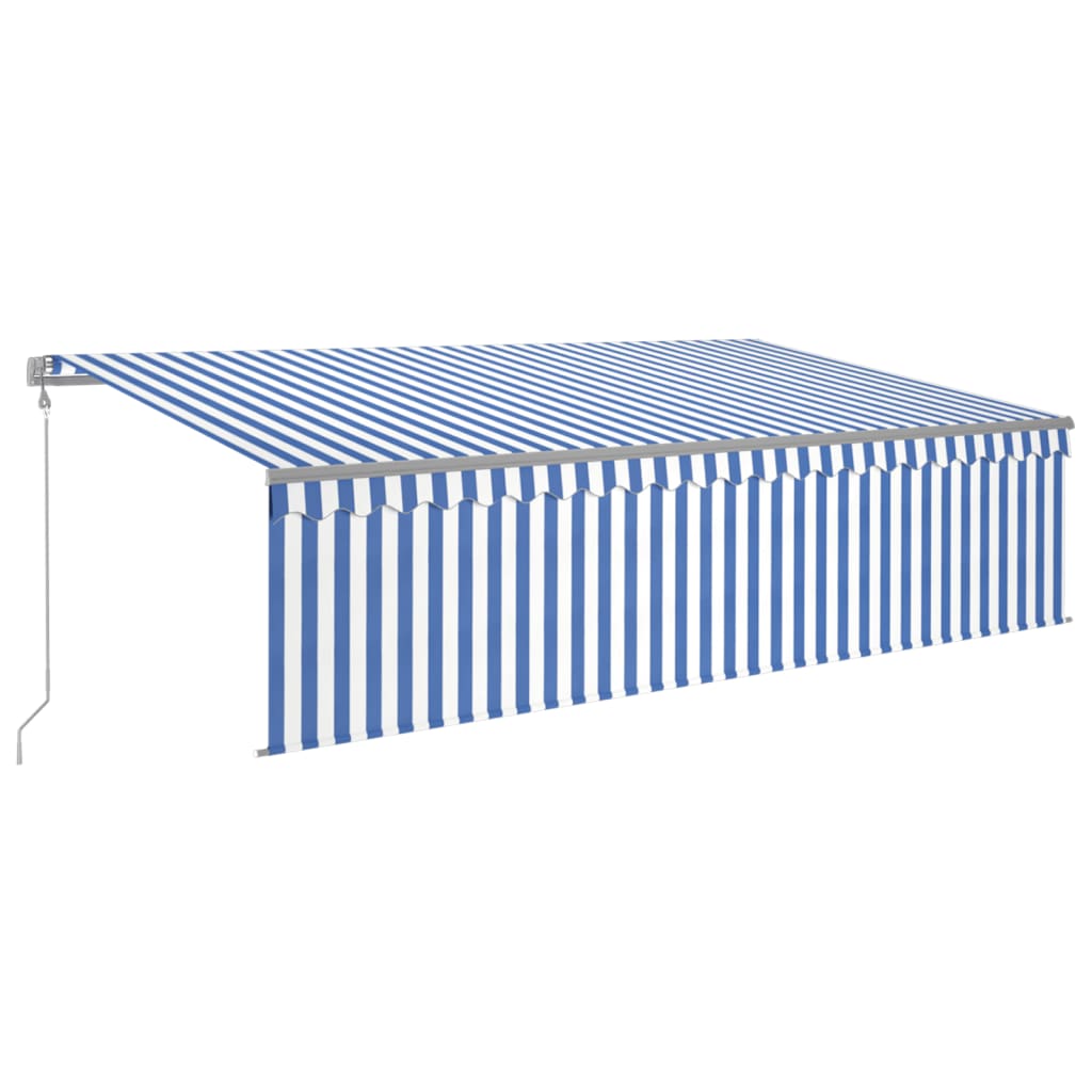 Tenda Sole Retrattile Automatica Parasole 5x3 m Blu Bianco 3069466