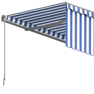 Tenda Sole Retrattile Automatica Parasole 5x3 m Blu Bianco 3069466