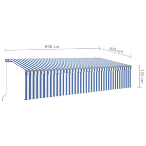 Tenda Sole Retrattile Manuale con Parasole 6x3m Blu e Bianc6 3069476