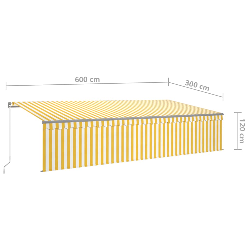 Tenda Retrattile Manuale con Parasole e LED 6x3m Gialla Bianca cod mxl 30667