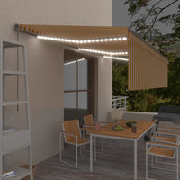 Tenda Retrattile Manuale con Parasole e LED 6x3m Gialla Bianca cod mxl 30667