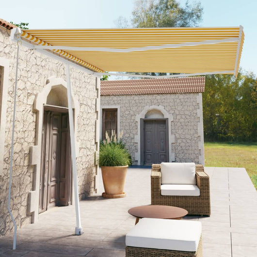 Tenda da Sole Retrattile Manuale 300x250 cm Gialla e Bianca cod mxl 29943