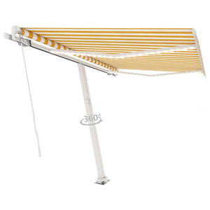 Tenda da Sole Retrattile Manuale LED 300x250 cm Gialla e Bianca