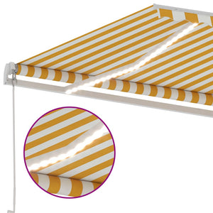 Tenda da Sole Retrattile Manuale LED 300x250 cm Gialla e Bianca