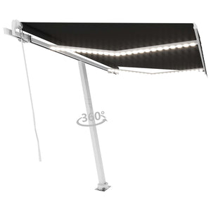 Tenda da Sole Retrattile Manuale con LED 300x250 cm Antracite 3069504