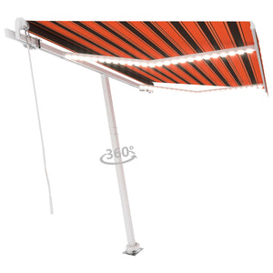 Tenda da Sole Manuale con LED 300x250cm Arancione e Marrone 3069505