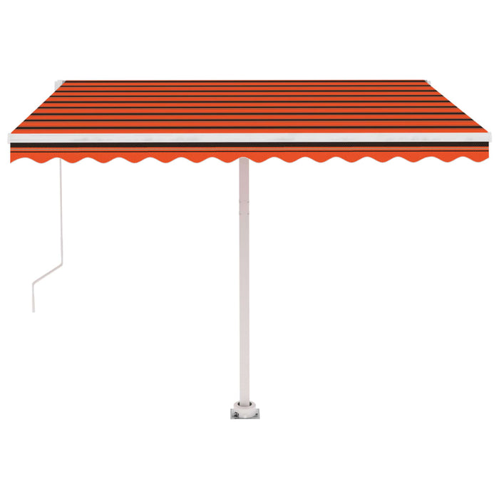 Tenda da Sole Manuale con LED 300x250cm Arancione e Marrone 3069505