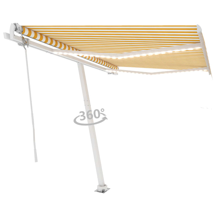 Tenda Sole Automatica LED Sensore Vento 350x250cm Gialla Bianca cod 9318