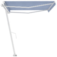 Tenda da Sole Retrattile Manuale con Palo 400x300 cm Blu Bianca