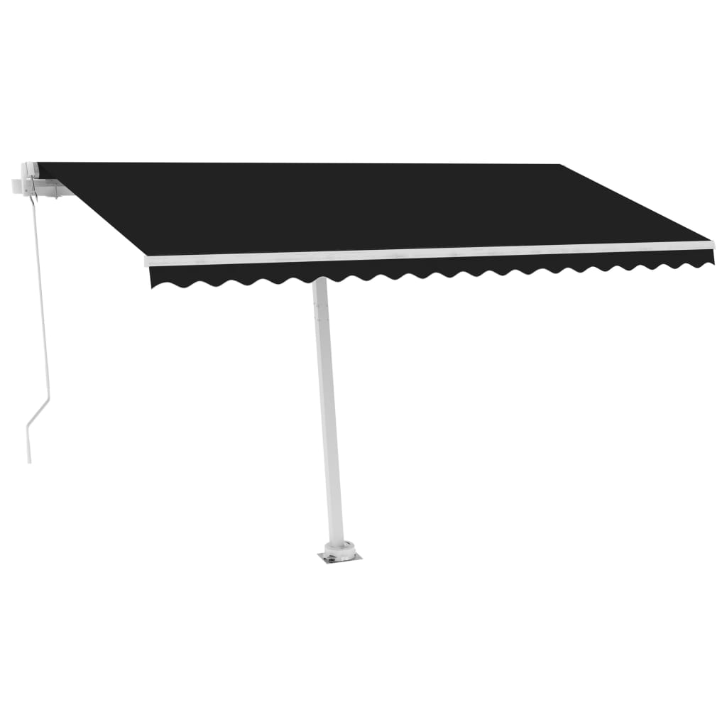 Tenda da Sole Retrattile Manuale con Palo 400x300 cm Antracite cod mxl 61346