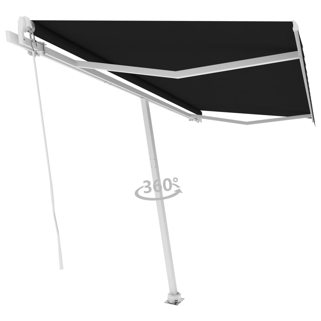 Tenda da Sole Retrattile Manuale con Palo 400x300 cm Antracite cod mxl 61346