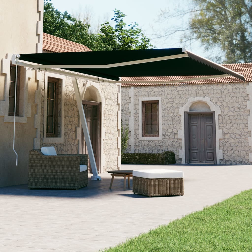 Tenda da Sole Retrattile Manuale con Palo 400x300 cm Antracite cod mxl 61346