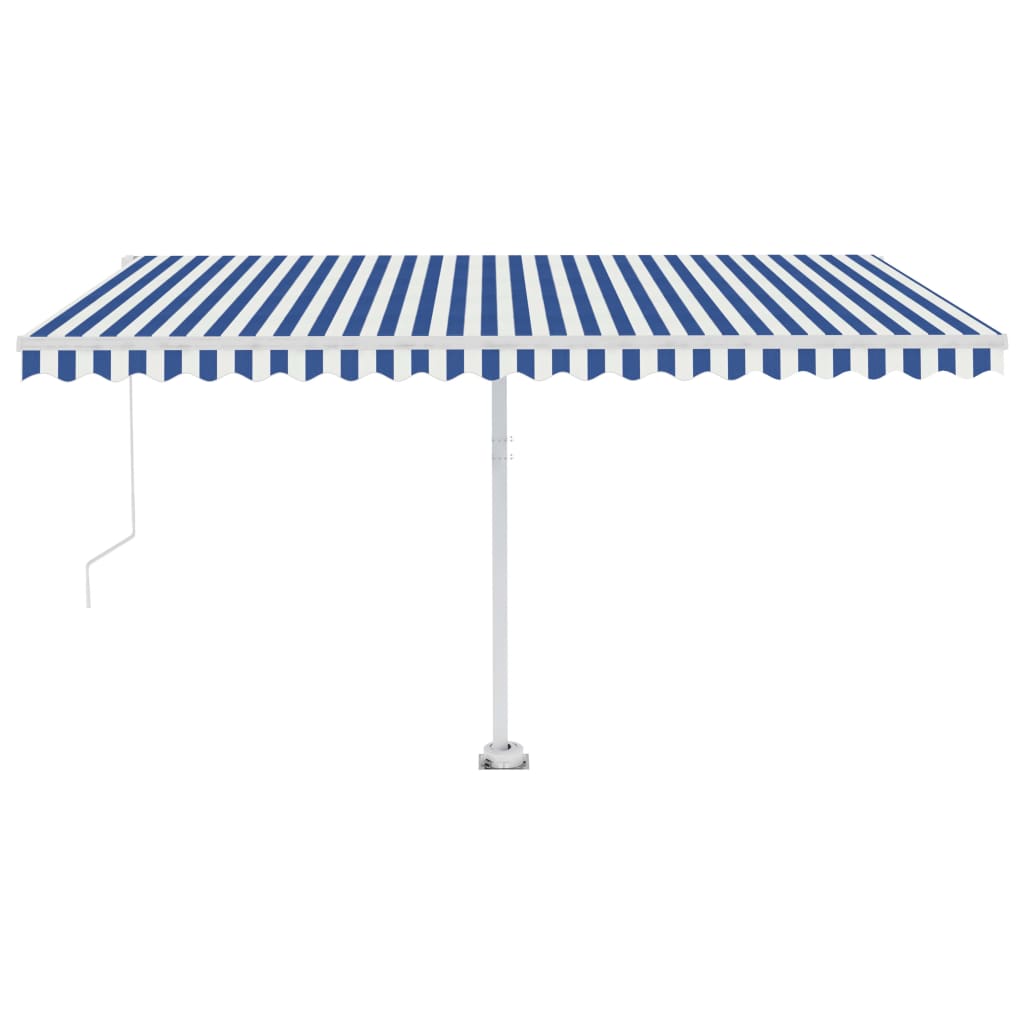 Tenda da Sole Retrattile Manuale con LED 400x300cm Blu e Bianca 3069541