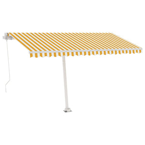 Tenda da Sole Retrattile Manuale e LED 400x300cm Gialla Bianca 3069543