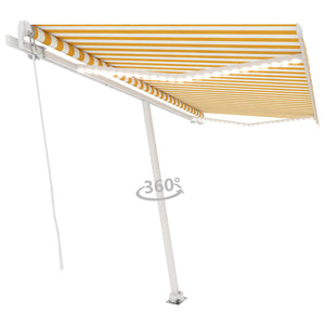 Tenda da Sole Retrattile Manuale e LED 400x300cm Gialla Bianca 3069543