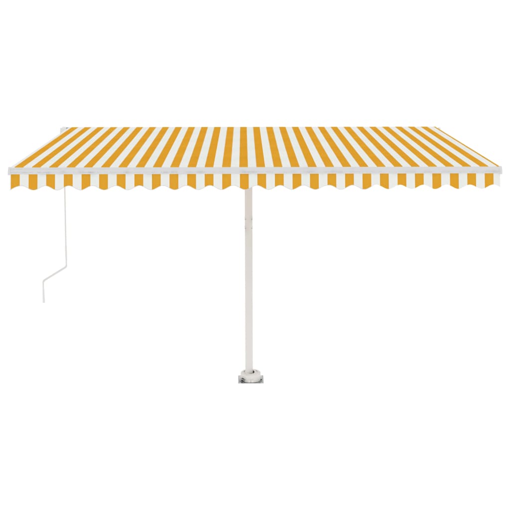 Tenda da Sole Retrattile Manuale e LED 400x300cm Gialla Bianca 3069543