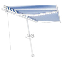 Tenda Automatica con Sensore Vento e LED 400x300 cm Blu Bianca