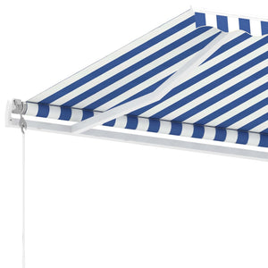 Tenda Automatica con Sensore Vento e LED 400x300 cm Blu Bianca