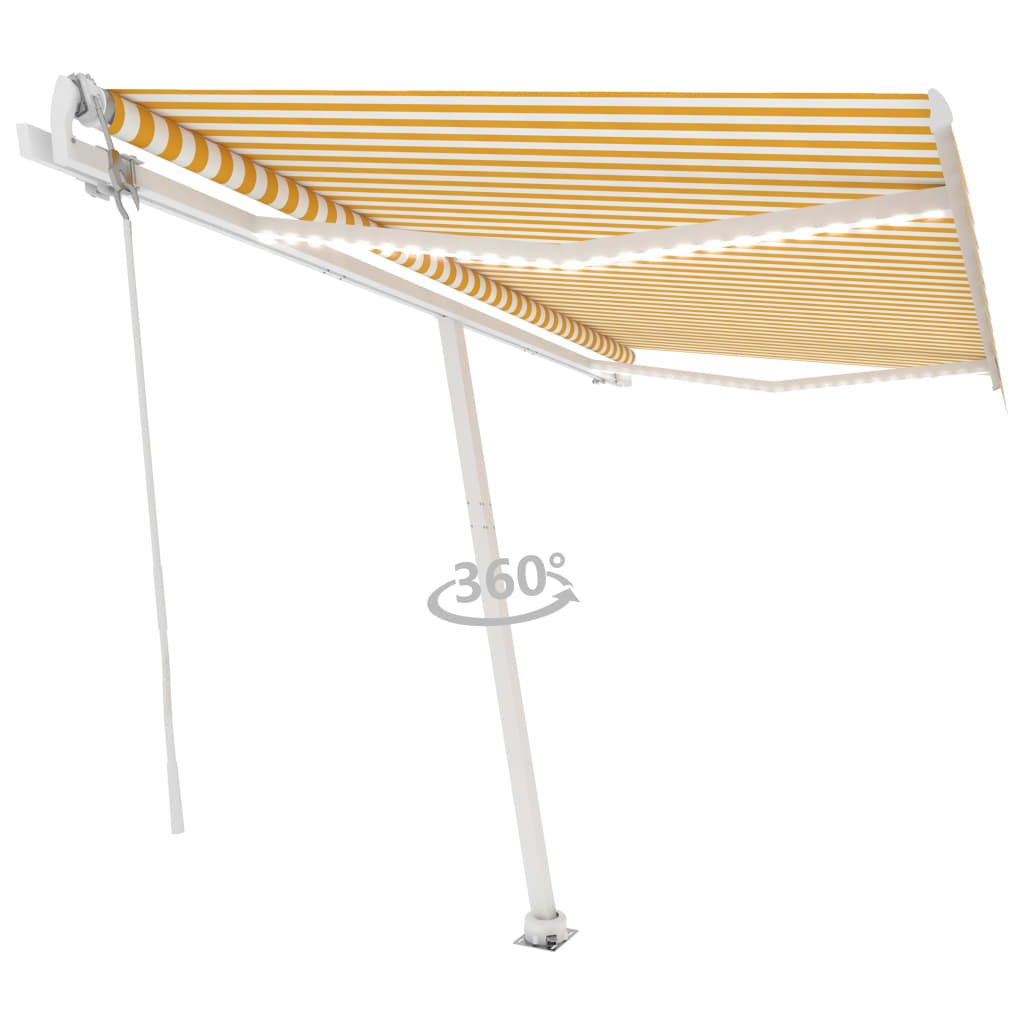 Tenda Automatica con Sensore Vento LED 400x300 cm Giallo Bianco